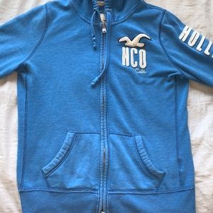 blue hollister zip up sweater